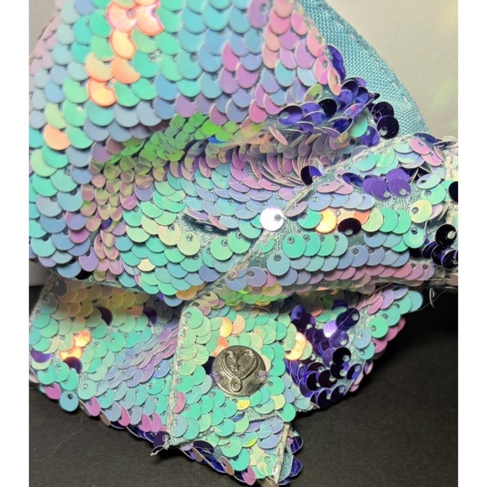 Jojo Siwa Sequin Hair Bow Large Purple Aqua Mermaid Clip-In - Picture 3 of 8